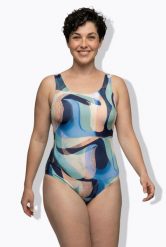 Damskie Strój kąpielowy abstrakcyjny nadruk bez miękkich miseczek okrągły dekolt. Zielone kostiumy jednoczęściowe damskie Ulla Popken, plus size, bez wzorów, z elastanu, sportowe, plus size, do pływania. Za 159.99 zł.
