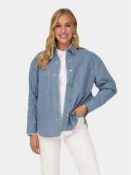 ONLY Koszula Merle 15312897 Niebieski Loose Fit. Niebieskie bluzki damskie Only, xs, bez wzorów, z bawełny, bez kołnierzyka, bez ramiączek. Za 119.99 zł.
