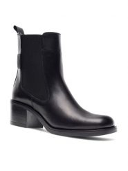 Gino Rossi Botki ELSA-24660PE Czarny. Czarne botki damskie Gino Rossi, ze skóry, bez obcasa, na słupku, bez zapięcia. Za 349.99 zł.