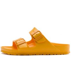 Klapki Birkenstock Arizona Eva Dorosłych. Brązowe klapki damskie Birkenstock, bez wzorów, z materiału, bez obcasa. Za 279.55 zł.