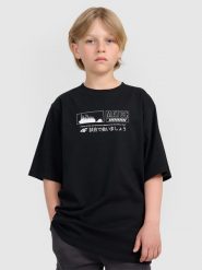 4F T-shirt oversize z nadrukiem chłopięcy - czarny 128 (7-8 lat). Czarne t-shirty dla chłopców 4f, bez wzorów, z bawełny, bez ramiączek. W wyprzedaży za 29.99 zł.