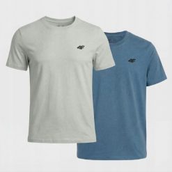 KOSZULKA MĘSKA 4F T-SHIRT LIMITOWANY KOMPLET ZESTAW 2 SZTUKI L M3948 SS26. Koszulki sportowe męskie 4f, l, bez wzorów, z bawełny, sportowe, bez kołnierzyka. Za 109.80 zł.
