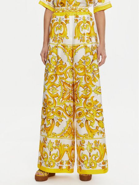 Dolce&Gabbana Spodnie materiałowe FTC63T HI1BE HG3TN Żółty Regular Fit. Żółte spodnie materiałowe damskie Dolce&Gabbana, bez wzorów, z jedwabiu. Za 5,619.00 zł.