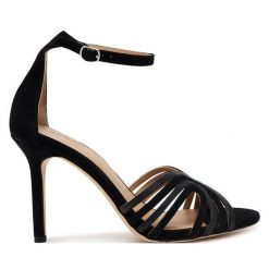 Sandały LAUREN RALPH LAUREN. Czarne sandały damskie Lauren Ralph Lauren, bez wzorów, bez obcasa, na szpilce, bez zapięcia. Za 549.99 zł.