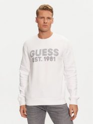 Guess Bluza M4YQ08 K9Z21 Biały Regular Fit. Białe bluzy męskie Guess, m, z aplikacjami, z bawełny, bez kaptura. Za 379.99 zł.