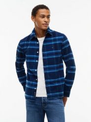 Tommy Jeans koszula z sztruksu Mężczyźni Regular Fit Sztruks niebieski, L. Niebieskie koszule męskie Tommy Jeans, l, bez wzorów, z jeansu, bez kołnierzyka, bez ramiączek. Za 369.95 zł.