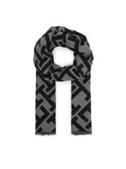 Tommy Hilfiger Szal Th Monogram Heavy Scarf AW0AW18051 Czarny. Czarne czapki i kapelusze damskie Tommy Hilfiger, bez wzorów, z materiału. Za 329.99 zł.