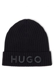 HUGO czapka wełniana Mężczyźni wełna ze strzyży czarny, ONE SIZE. Czarne czapki i kapelusze męskie Hugo, bez wzorów, z wełny. Za 319.95 zł.
