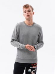 Bluza męska bez kaptura BASIC - szary melanż. Szare bluzy męskie Ombre Clothing, m, bez wzorów, z bawełny, bez kaptura. Za 29.99 zł.