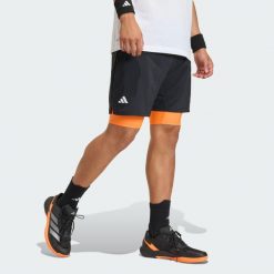 Szorty Club Tennis Climacool 2-in-1. Brązowe krótkie spodenki sportowe męskie Adidas, bez wzorów, tenisowe, climacool (adidas). Za 199.00 zł.