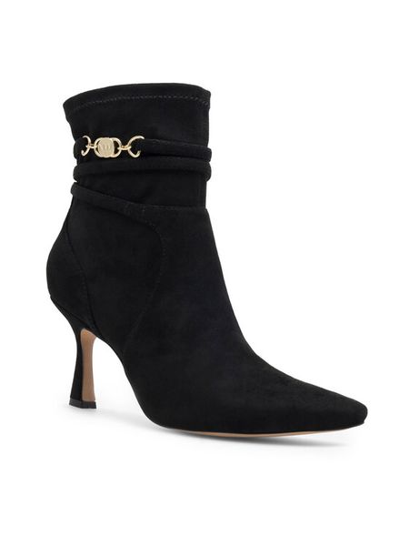 Nine West Botki LUBENA ZL23003CC Czarny. Czarne botki damskie Nine West, z syntetyku, bez obcasa, na szpilce, bez zapięcia. Za 279.99 zł.