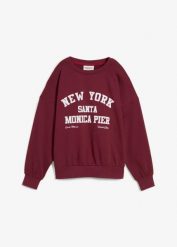Bluza oversize. Czerwone bluzy damskie bonprix, bez wzorów, z bawełny, bez kaptura. Za 94.99 zł.