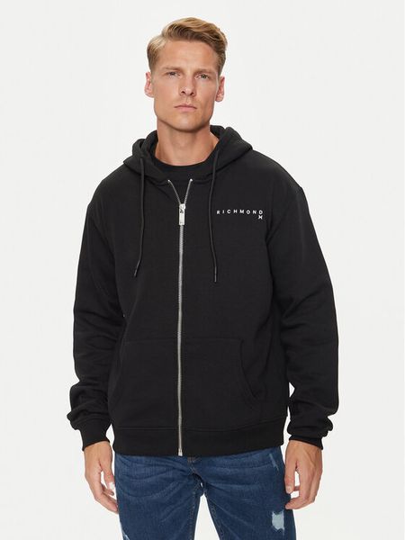 Richmond X Bluza Claretti UMA24147FE Czarny Regular Fit. Czarne bluzy męskie Richmond X, m, bez wzorów, z syntetyku, bez kaptura. Za 489.99 zł.