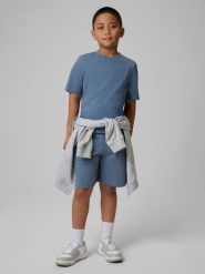 4F Spodenki dresowe chłopięce - niebieskie 146 (10-11 lat). Niebieskie szorty dla chłopców 4f, na lato, bez wzorów, z bawełny. Za 49.99 zł.