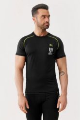 Koszulka męska szybkoschnąca do biegania Rough Radical Kraft Tee. Czarne koszulki sportowe męskie ROUGH RADICAL, na lato, l, bez wzorów, z elastanu, bez kołnierzyka, bez ramiączek, do biegania. Za 99.90 zł.