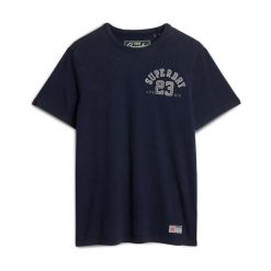 Koszulka z krótkim rękawem Superdry Vintage Athletic Chest. Niebieskie koszulki sportowe męskie Superdry., l, z aplikacjami, z bawełny, bez kołnierzyka, bez ramiączek. Za 161.95 zł.