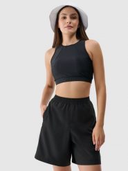 4F Spodenki plażowe damskie - czarne S. Czarne szorty damskie 4f, na lato, s, bez wzorów, z elastanu, wakacyjne. W wyprzedaży za 59.99 zł.