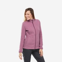 Bluza turystyczna damska Quechua NH150. Fioletowe bluzy damskie QUECHUA, m, bez wzorów, z bawełny, bez kaptura. Za 119.99 zł.