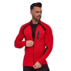 Bluza dresowa termoaktywna rozpinana męska Brubeck ACTIVE PRO. Czerwone bluzy męskie Brubeck, m, bez wzorów, z dresówki, bez kaptura. Za 254.15 zł.