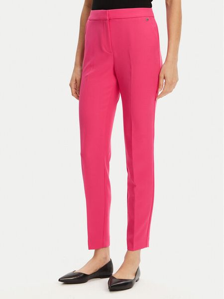 HUGO Spodnie materiałowe Hagonia-1 50539991 Różowy Slim Fit. Czerwone spodnie materiałowe damskie Hugo, bez wzorów, z materiału. Za 249.99 zł.