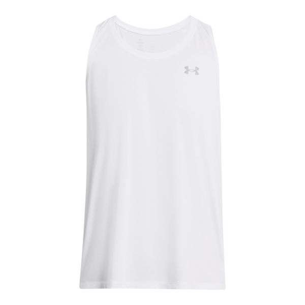 Tank top Under Armour Streaker. Białe koszulki sportowe męskie Under Armour, s, bez wzorów, z materiału, bez kołnierzyka. Za 154.45 zł.