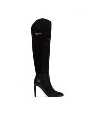 Elisabetta Franchi Kozaki SA-25L-66E2-V950 Czarny. Czarne kozaki damskie Elisabetta Franchi, ze skóry, bez obcasa, na szpilce. Za 4,059.00 zł.