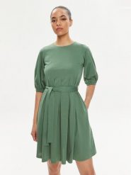 Weekend Max Mara Sukienka codzienna Jumbo 2415621072 Zielony Regular Fit. Zielone sukienki damskie Weekend Max Mara, na co dzień, l, bez wzorów, z bawełny, bez kołnierzyka, bez ramiączek, proste. Za 489.99 zł.