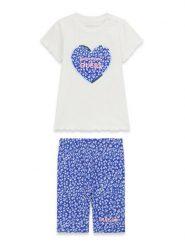 Guess Komplet t-shirt i legginsy A6GG03 K6YW4 Niebieski Regular Fit. Niebieskie legginsy dla dziewczynek Guess, z aplikacjami, z bawełny. Za 179.99 zł.