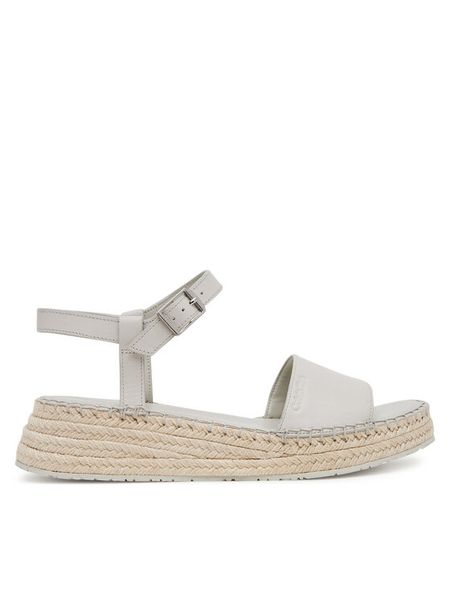 Calvin Klein Espadryle Wedge Rope Sandal Lth HW0HW02546 Biały. Białe sandały damskie Calvin Klein, bez wzorów, ze skóry, bez obcasa, bez zapięcia. Za 349.99 zł.