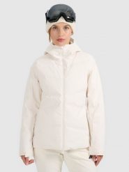 4F Kurtka narciarska membrana 10000 damska - beżowa XL. Brązowe kurtki damskie 4f, xl, bez wzorów, z materiału, bez kaptura, narciarskie. Za 799.99 zł.