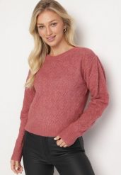 Różowy Klasyczny Sweter Ozdobiony Tłoczeniem Derista. Czerwone swetry damskie Born2be, z aplikacjami, z jeansu, klasyczne, bez kołnierzyka, bez ramiączek, bez kaptura. Za 84.99 zł.
