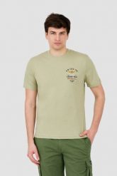 AERONAUTICA MILITARE Zielony bawełniany męski t-shirt Short Sleeve, Rozmiar L. Zielone t-shirty męskie Aeronautica Militare, l, bez wzorów, z bawełny, bez kołnierzyka. W wyprzedaży za 152.99 zł.