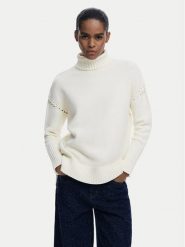 Desigual Golf Vantaa 25WWJF11 Biały Relaxed Fit. Białe swetry damskie Desigual, l, bez wzorów, z syntetyku, bez kołnierzyka, bez ramiączek, bez kaptura. Za 639.99 zł.