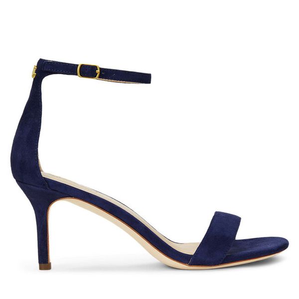 Sandały LAUREN RALPH LAUREN. Niebieskie sandały damskie Lauren Ralph Lauren, bez wzorów, bez obcasa, na szpilce, bez zapięcia. Za 419.99 zł.