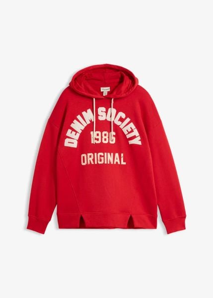 Bluza oversize z kapturem, z czystej bawełny. Czerwone bluzy damskie bonprix, bez wzorów, z bawełny, z kapturem. Za 112.99 zł.