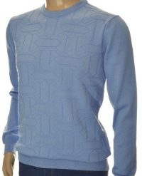 Sweter męski z bawełny elegancki bawełniany błękitny 100% bawełna M. Niebieskie bluzy męskie Giovane Ricco, m, bez wzorów, z bawełny, bez kaptura. Za 99.00 zł.
