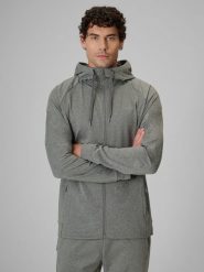 4F Bluza treningowa regular z kapturem męska - szara L. Szare bluzy męskie 4f, l, bez wzorów, z dzianiny, z kapturem, na fitness i siłownię. Za 199.99 zł.