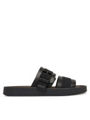 Calvin Klein Klapki Ergon Buckle Sandal Wb Lth Aop HM0HM02096 Czarny. Czarne klapki męskie Calvin Klein, ze skóry. Za 489.99 zł.