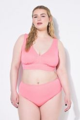 Damskie Figi od bikini wysoki stan efekt brokatu. Czerwone bikini damskie Ulla Popken, plus size, bez wzorów, plus size. Za 99.99 zł.