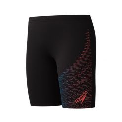 Spodenki pływackie chłopięce Speedo Medley Logo Jammer. Czarne kąpielówki dla chłopców Speedo, bez wzorów, z materiału. Za 109.99 zł.