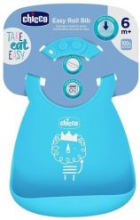 CHICCO-102192 ŚLINIAK SILIKONOWY NIEBIESKI. Niebieskie śliniaki dla dzieci Chicco, bez wzorów. Za 42.33 zł.