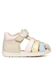 Geox Sandały B Sandal Macchia B254WB 08502 C1M2M Beżowy. Brązowe sandały dziewczęce Geox, ze skóry, bez zapięcia. Za 169.99 zł.