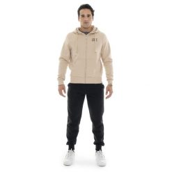 Bluza z bawełna z kaptur na co dzień na siłownię. Brązowe bluzy męskie LEONE 1947 APPAREL, bez wzorów, z bawełny, bez kaptura, na fitness i siłownię. Za 210.46 zł.