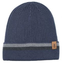 Jesienno-Zimowa Czapka (beanie) – Alties - Ciemnoniebieska z Paskiem. Niebieskie czapki i kapelusze męskie Alties, na zimę, bez wzorów, z dzianiny, sportowe. Za 59.00 zł.