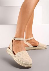 Beżowe Espadryle na Podeszwie z Plecionką Zapinane Przy Kostce Griolla. Brązowe espadryle damskie Renee, na lato, bez wzorów, bez obcasa, bez zapięcia. Za 69.99 zł.