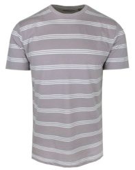 Męski T-Shirt (Koszulka) - Brave Soul - Beżowo-Fioletowa w Paski. Brązowe t-shirty męskie Brave Soul, na lato, l, bez wzorów, z bawełny, casualowe, bez kołnierzyka. Za 49.00 zł.