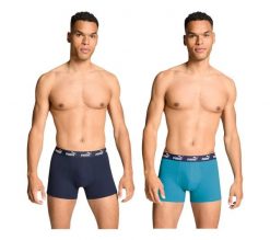 Bokserki majtki męskie Puma 2-Pack. Niebieskie bokserki męskie Puma, l, bez wzorów, z bawełny. Za 59.00 zł.
