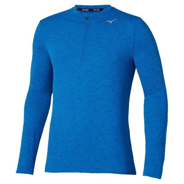 Koszulka Mizuno Core Impulse. Niebieskie koszulki sportowe męskie Mizuno, l, bez wzorów, z materiału, bez kołnierzyka, bez ramiączek, do biegania. Za 119.99 zł.