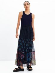 Desigual Sukienka codzienna Dudas 23SWVK90 Granatowy Regular Fit. Niebieskie sukienki damskie Desigual, na co dzień, m, bez wzorów, z bawełny, bez kołnierzyka, bez ramiączek, proste. Za 539.99 zł.