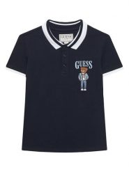 Guess Polo L6RP01 KBV51 Granatowy Regular Fit. Niebieskie t-shirty dla chłopców Guess, z aplikacjami, z bawełny, bez ramiączek. Za 139.99 zł.
